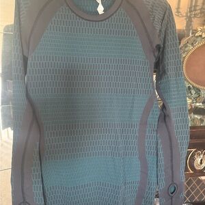 lululemon athletica Teal and Black Crew Neck Sweater